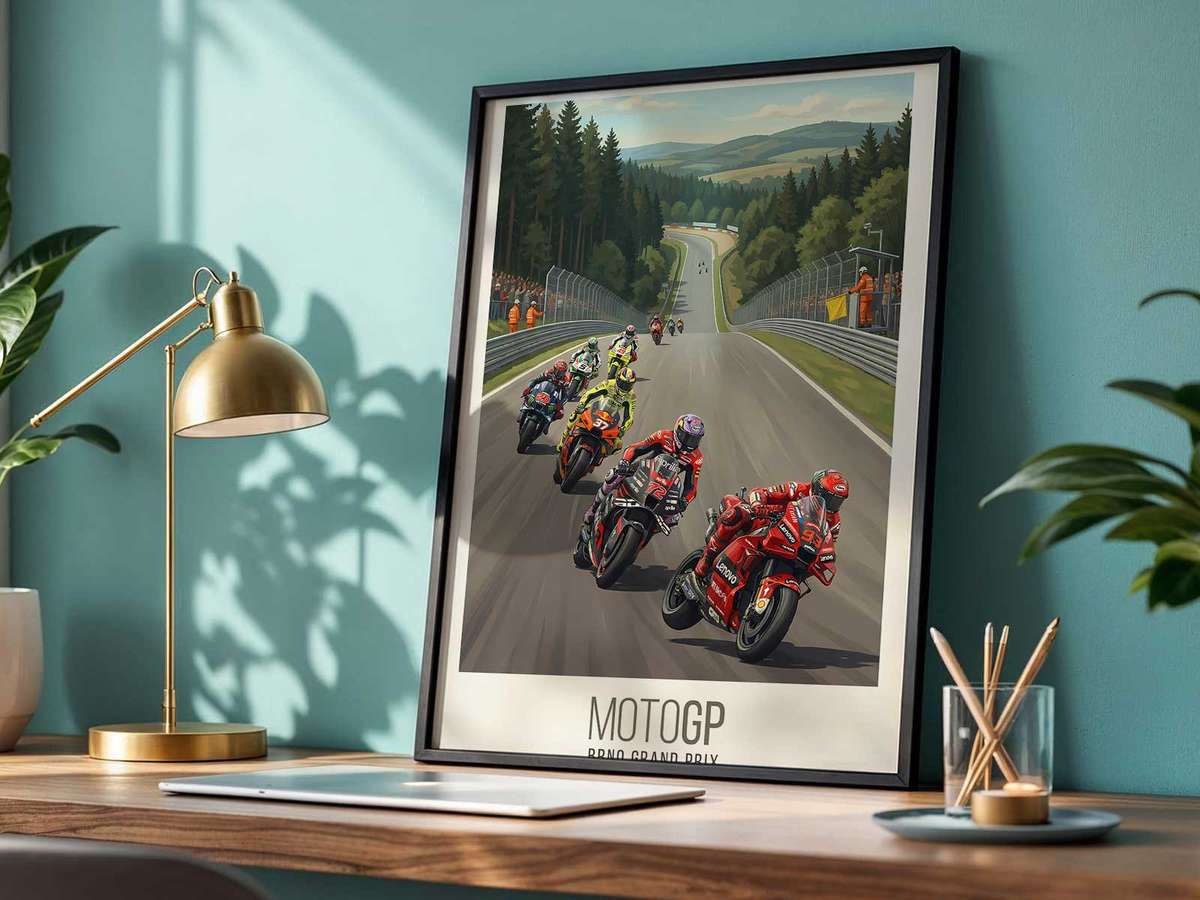Expressive wall art centered on Acosta MotoGP with a bold atmosphere