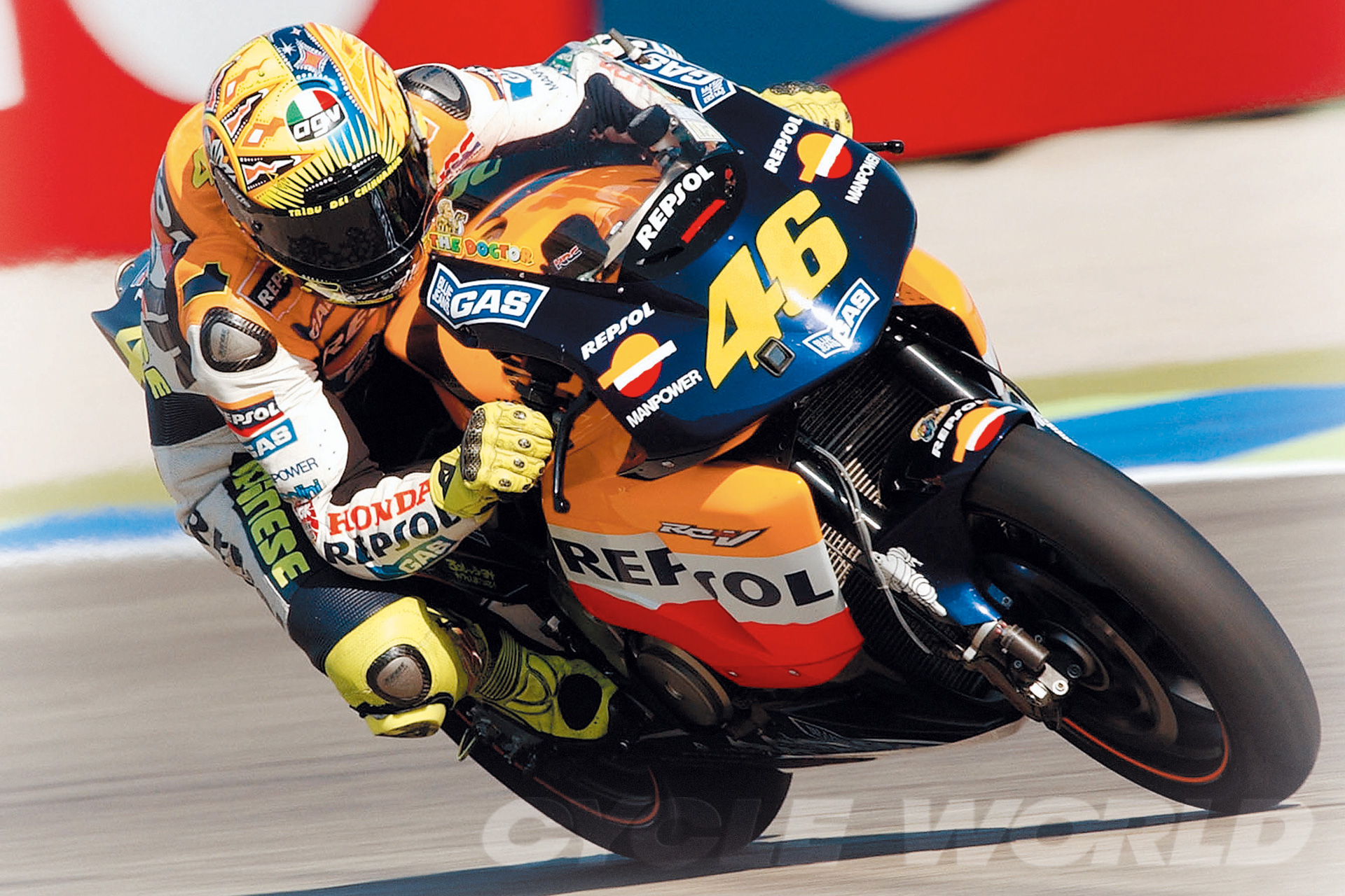 Honda RC211V 990cc MotoGP prototype showing early four-stroke power era