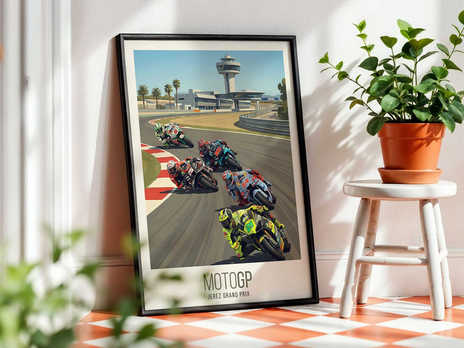 Focused shot of Aprilia MotoGP rider maintaining stability under acceleration