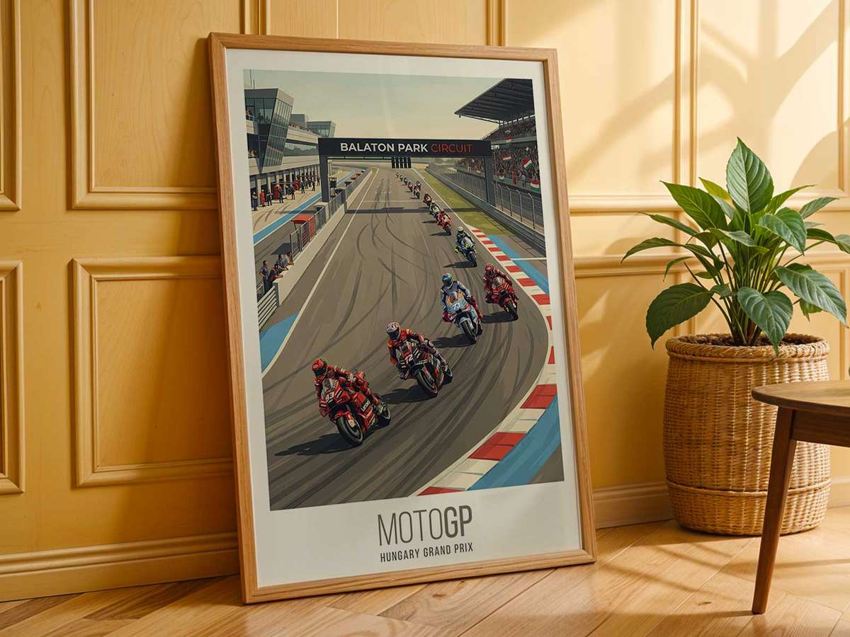 Francesco Bagnaia poster layout with bold retro typography and minimalist composition