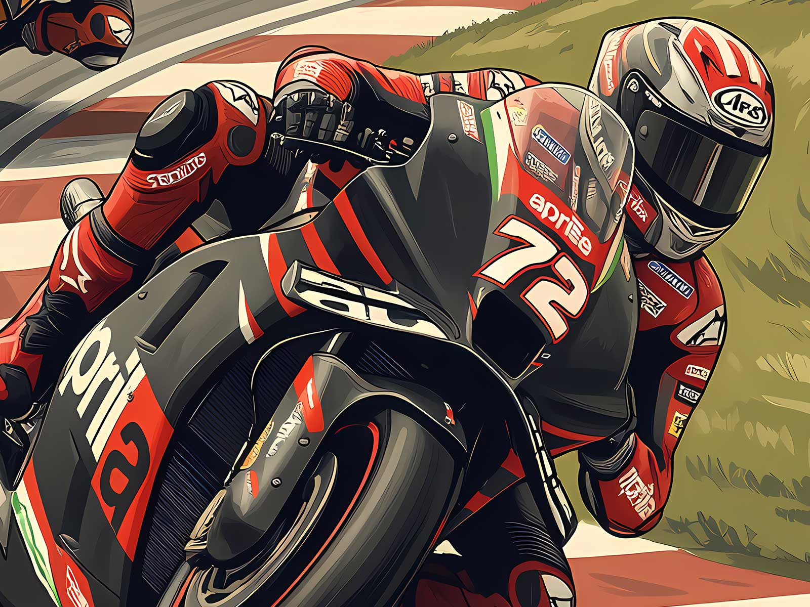 Dynamic Ducati MotoGP racing scene exiting Senna S with acceleration