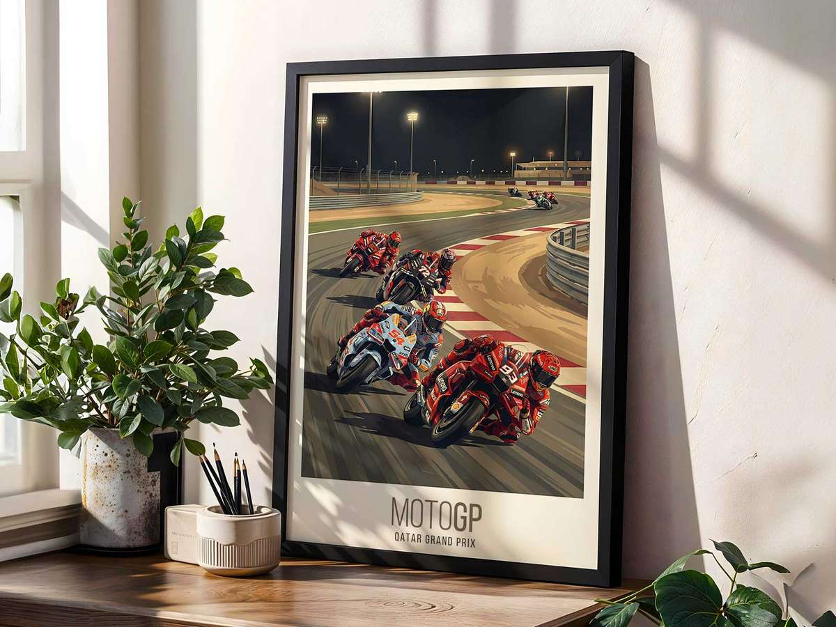 Refined wall art of Ducati MotoGP Lusail Exit Corner created for modern living space decor