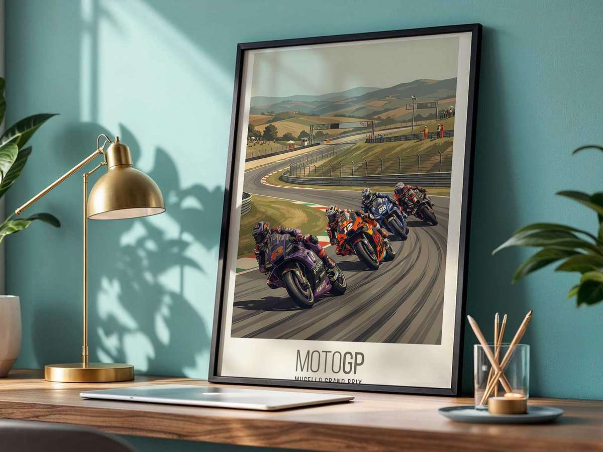 High-contrast composition of a KTM RC16 where sharp shadows meet bright highlights, emphasizing form and color