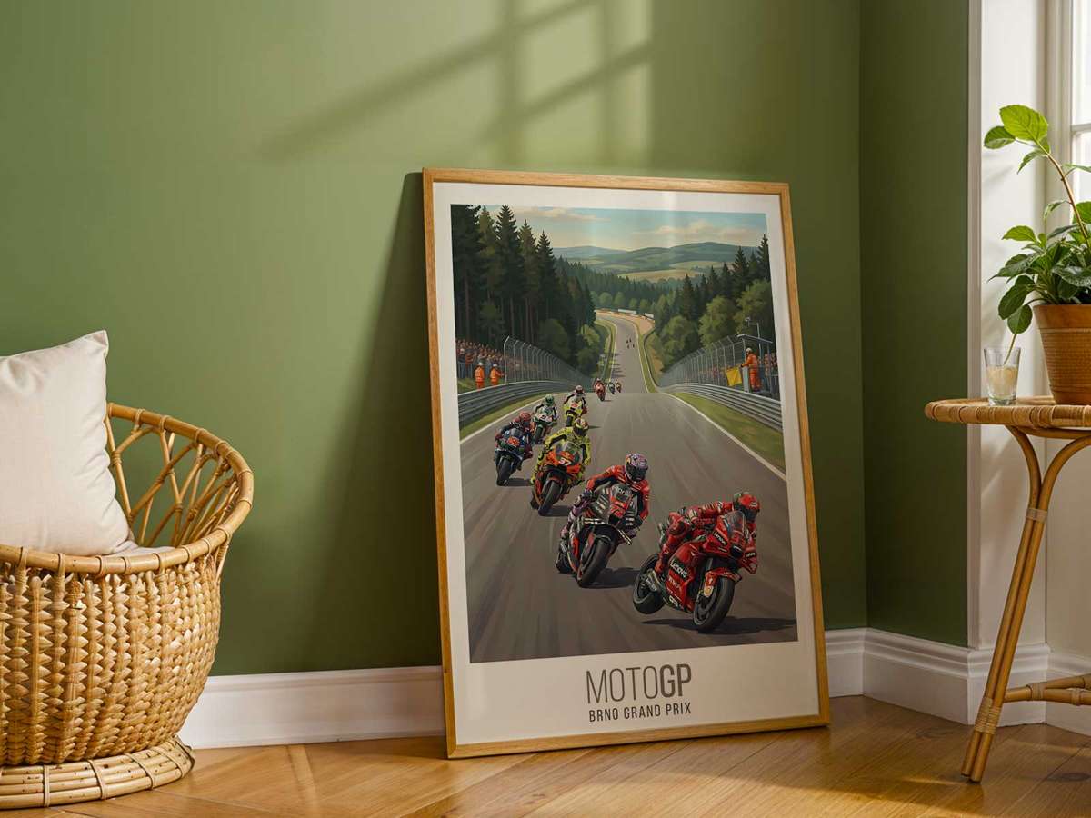 KTM MotoGP composition styled as poster and featuring racing lines with dramatic circuit energy