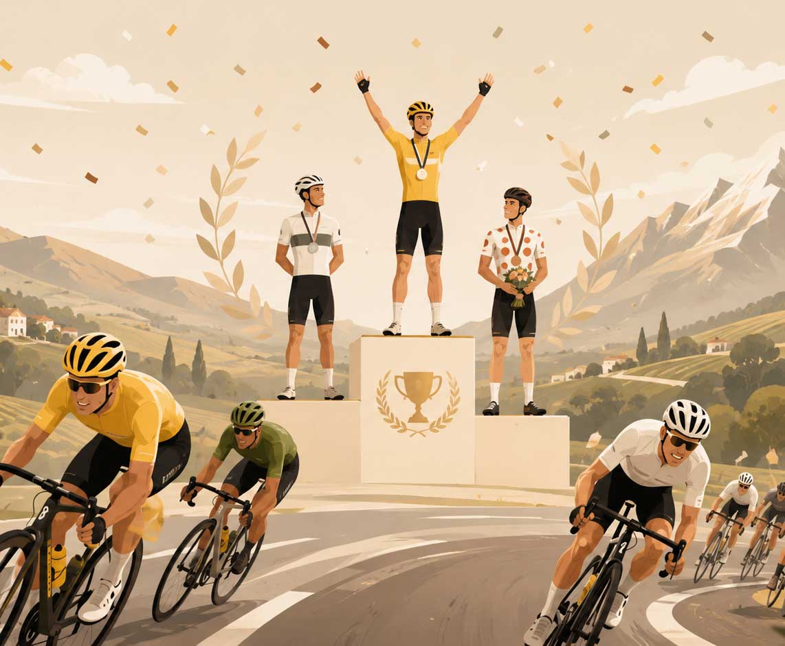 MotoGP podium and race illustration