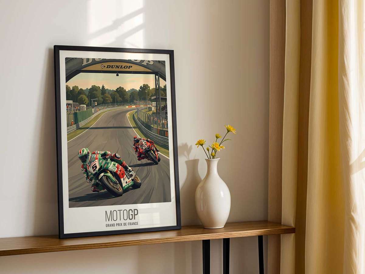 Decorative Mans Race Track artwork designed for motorcycle fans and modern living space decor