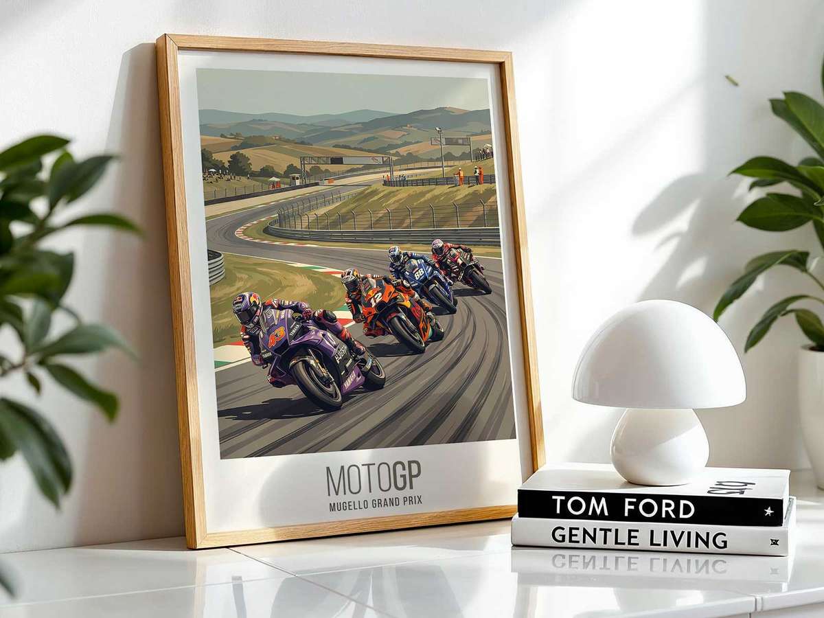 Maverick Viñales wall art showcasing expressive composition and refined visual character and a stylized visual character