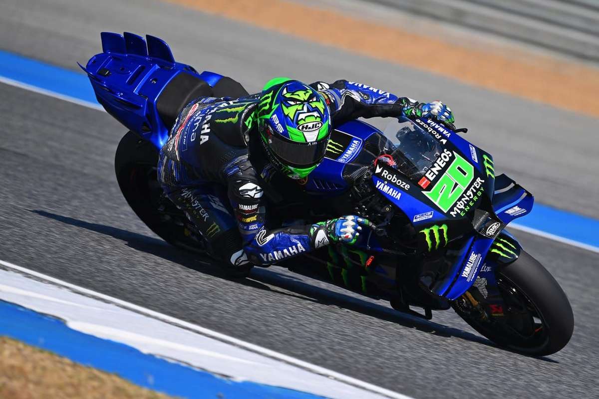 Aprilia ART CRT motorcycle on track during its MotoGP race debut with rider leaning through a corner