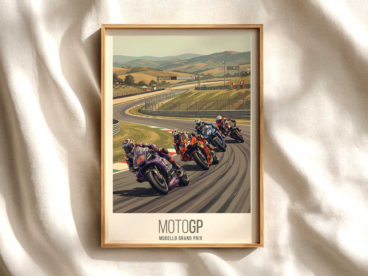 Braking Tension — Viñales Poster Study MotoGP poster shown as premium motorcycle racing wall art