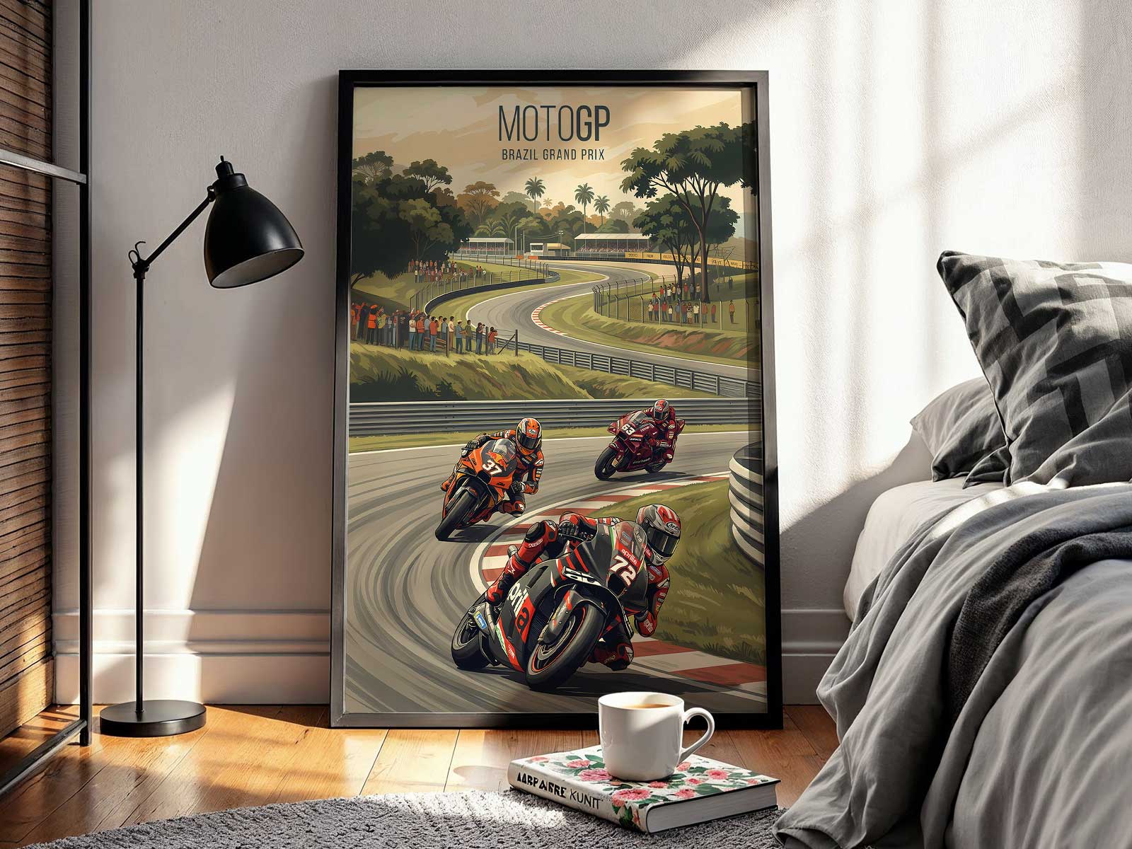 Motogp Brazil circuit poster with Goiânia track decor artwork for home or office wall