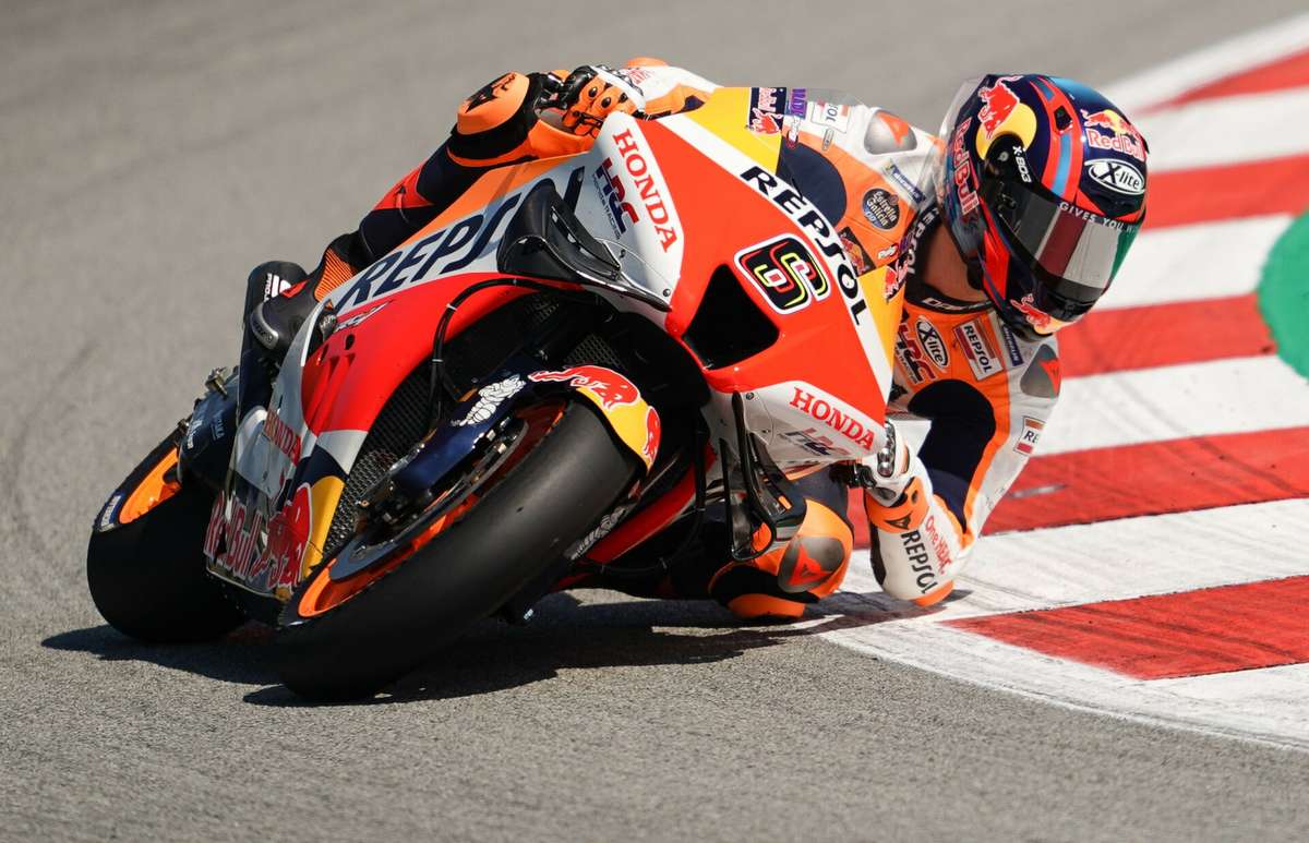 Front view of Honda RC213V prototype showing winglets and aggressive aero elements