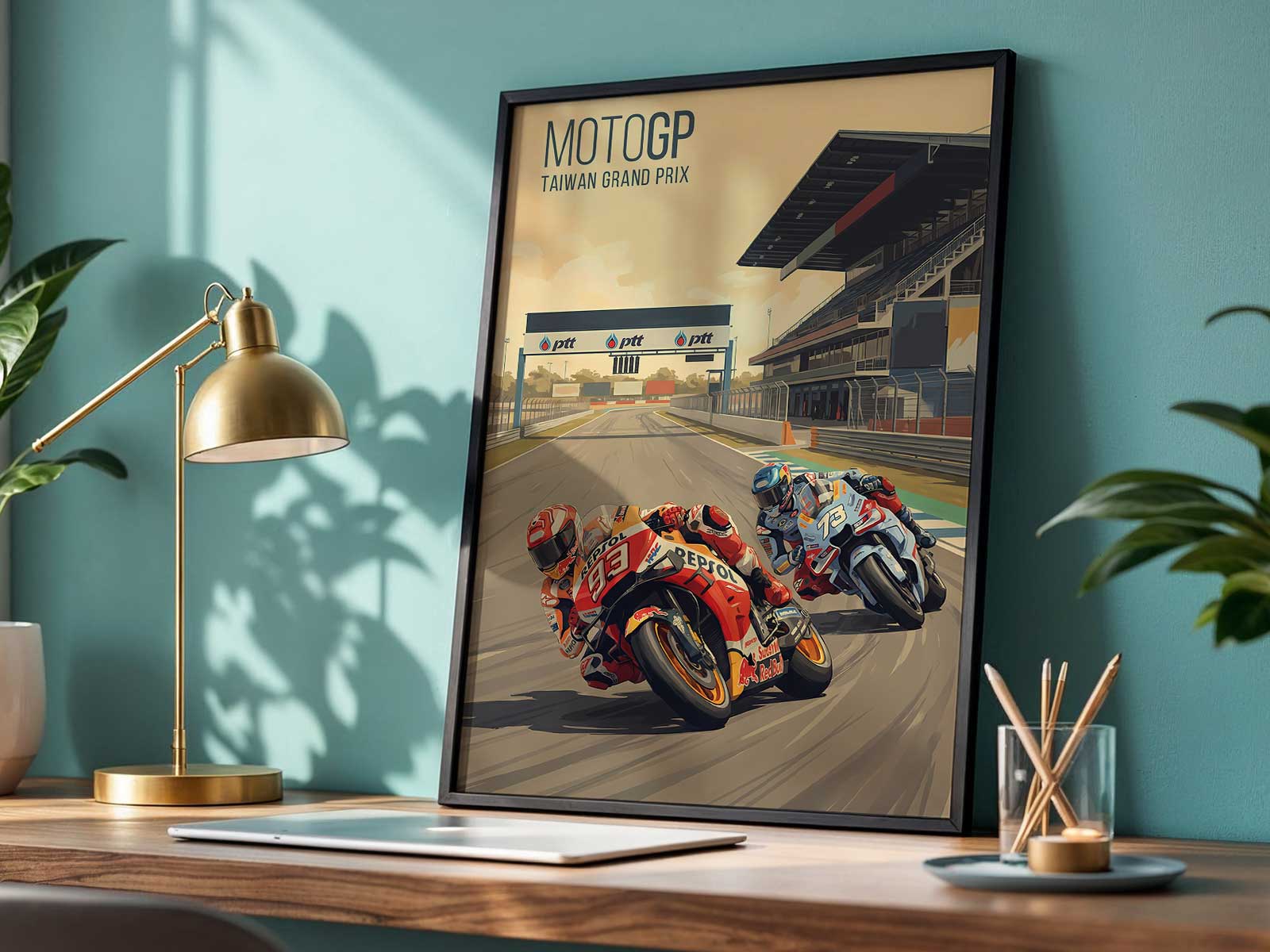 motogp pramac racing ducati poster decor with dynamic team-focused artwork for racing wall art