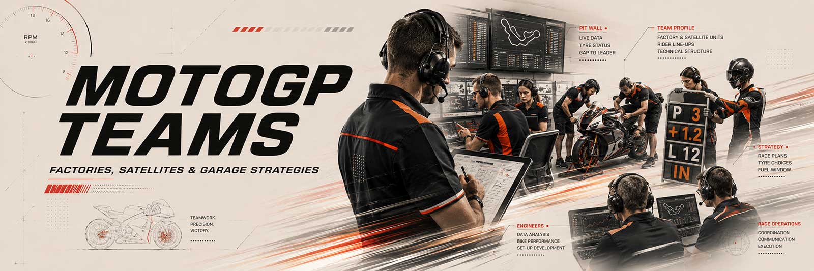motogp team racing scene with multiple motorcycles on track showing speed and coordinated performance