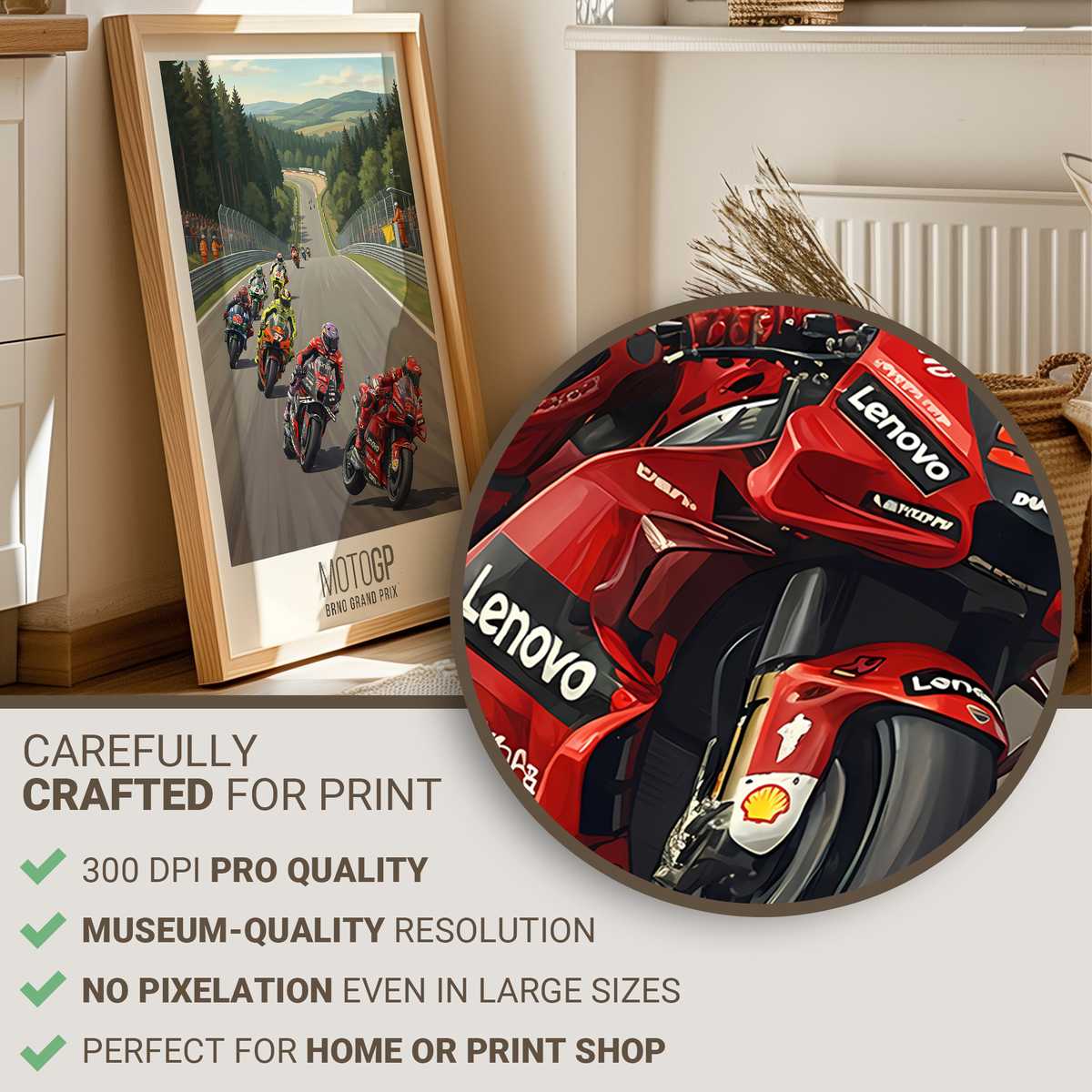 Front three-quarter view of a MotoGP motorcycle rendered as a sculptural silhouette against a neutral background…