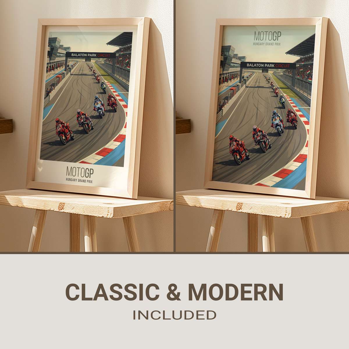 Francesco Bagnaia illustrated in a vintage racing poster style with muted colors and grain texture