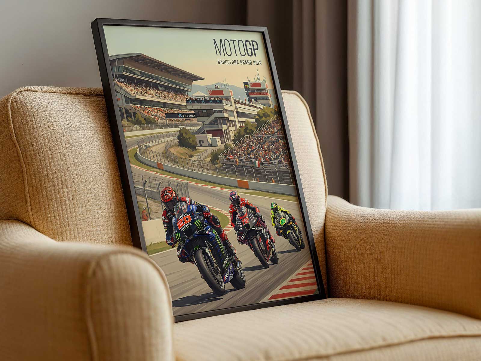 Artistic composition of Yamaha MotoGP bike showing smooth acceleration and fluid motion